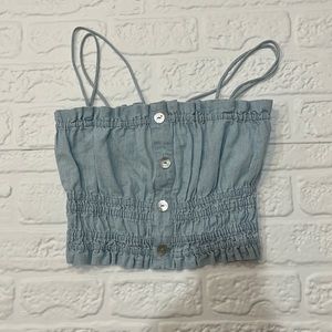 Zara Blue Button Up Crop